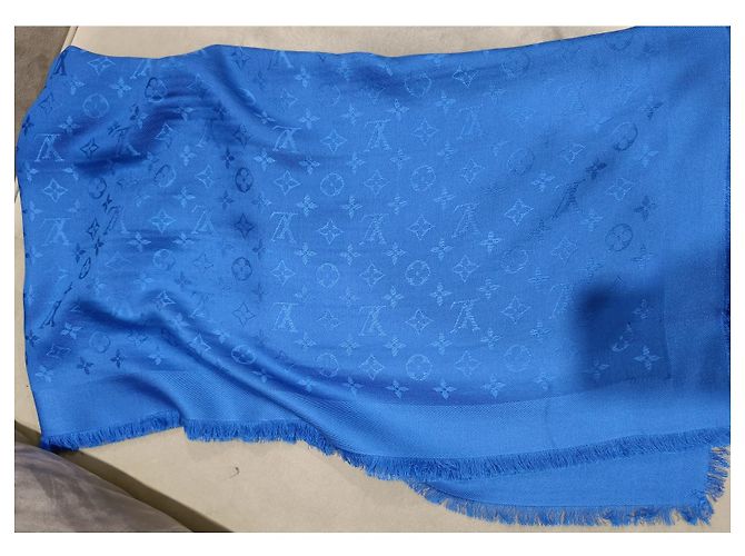 Sciarpa blu royal con monogramma classico Louis Vuitton - vista 3