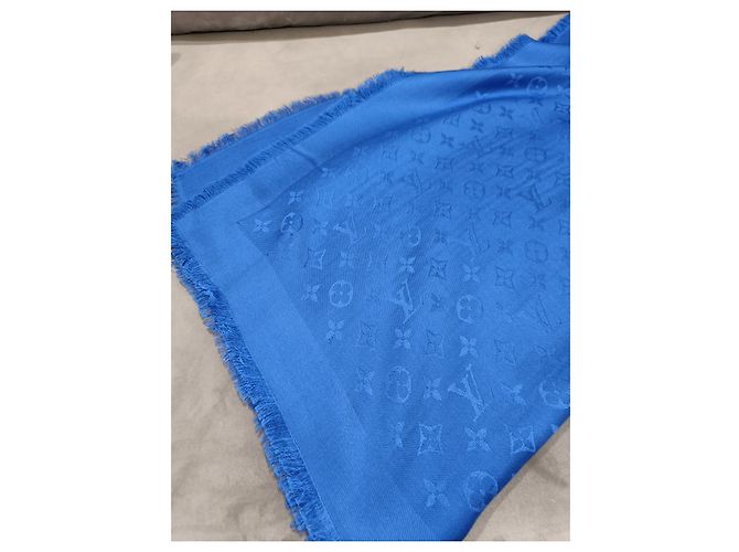 Sciarpa blu royal con monogramma classico Louis Vuitton - vista 4