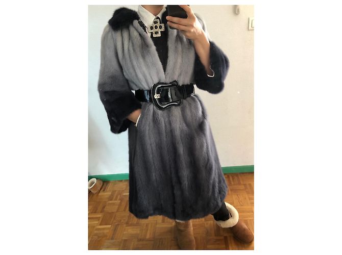 Autre Marque Cappotto in pelliccia di visone Ernest Eden London Blu navy - vista 3