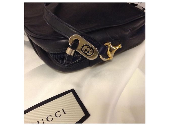Marmont Borsa a tracolla Gucci Soho in pelle blu navy - vista 3