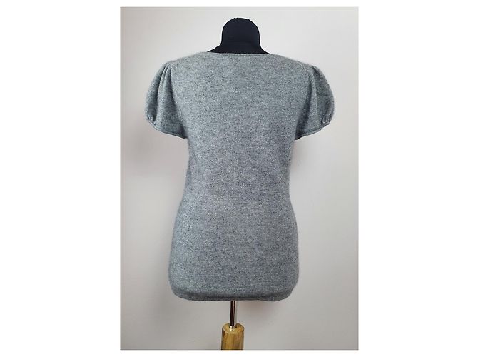 Autre Marque Pull à manches courtes en cachemire gris - vue 3