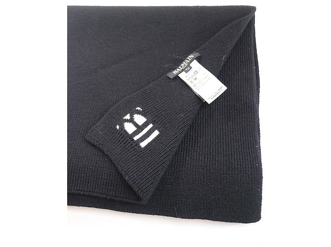 [USATO] BALMAIN HOMME Sciarpa in maglia di lana con monogramma Nero - vista 3