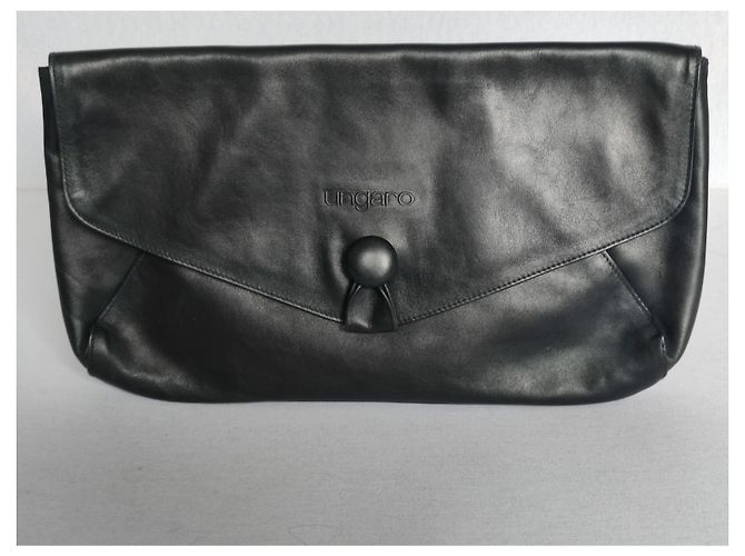 Pochette Emanuel Ungaro in pelle blu navy - vista 2