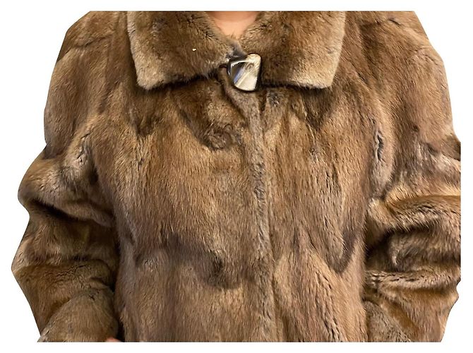 Autre Marque Abrigo de piel beige y cognac Coñac Bronce Castaña Marrón claro Caramelo - vista 2
