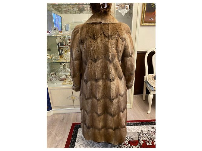 Autre Marque Abrigo de piel beige y cognac Coñac Bronce Castaña Marrón claro Caramelo - vista 3