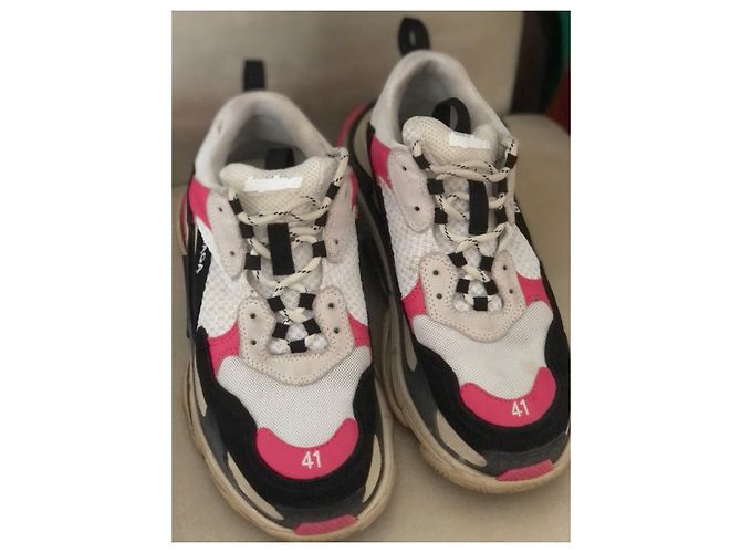 Balenciaga Triple S Sneaker Schwarz Rosa Weiß Baumwolle Pink - Ansicht 2