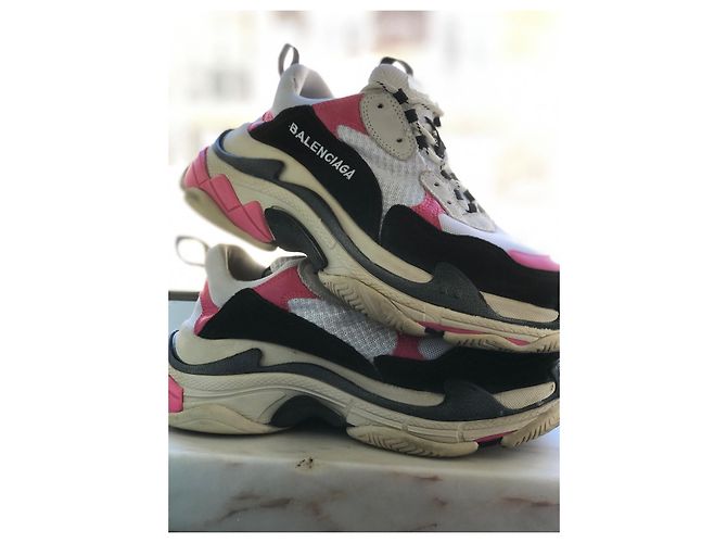 Balenciaga Triple S Sneaker Schwarz Rosa Weiß Baumwolle Pink - Ansicht 3