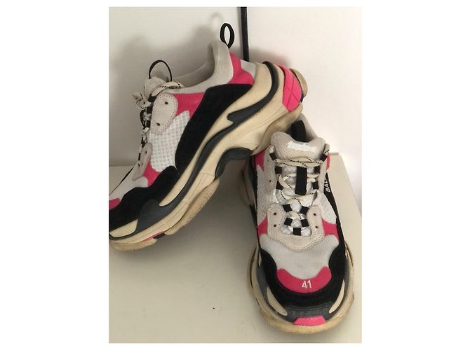 Balenciaga Triple S Sneaker Schwarz Rosa Weiß Baumwolle Pink - Ansicht 4