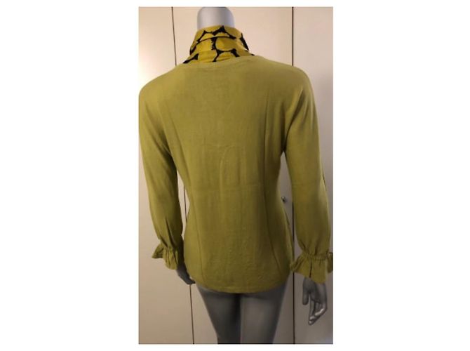 Top de manga larga Moschino Cheap And Chic Verde Oliva Seda Algodón - vista 2
