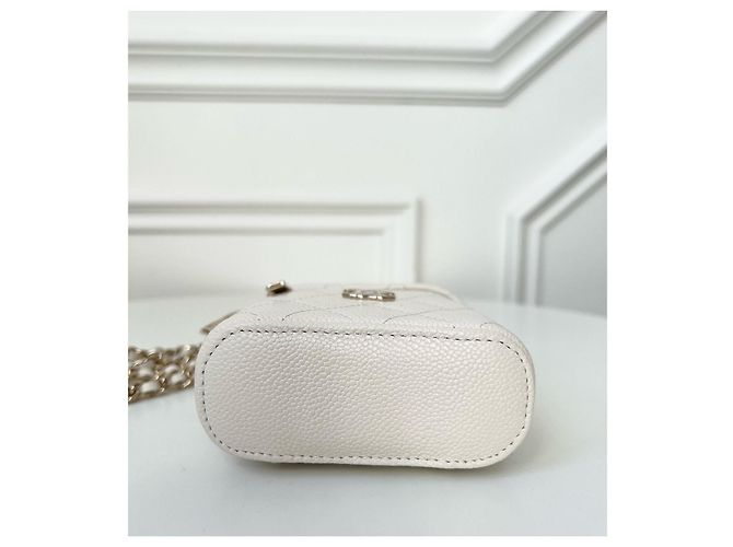 Wallet On Chain Borsa Chanel SLG in pelle bianca con catena Bianco - vista 2