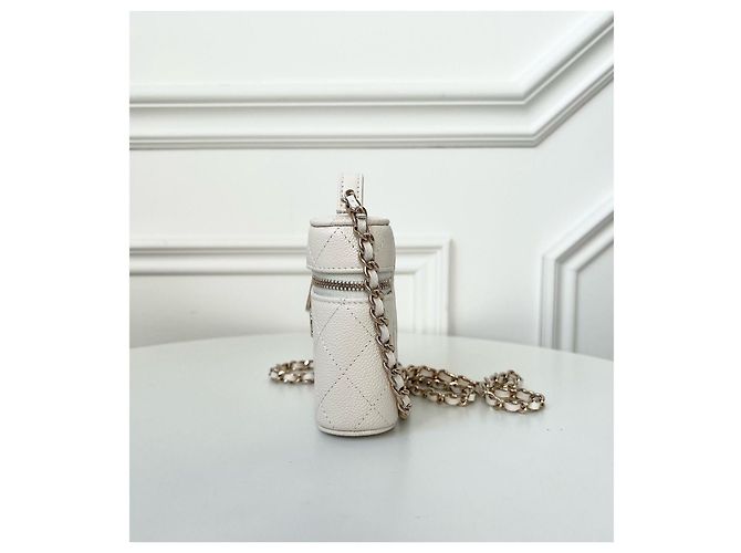 Wallet On Chain Borsa Chanel SLG in pelle bianca con catena Bianco - vista 3