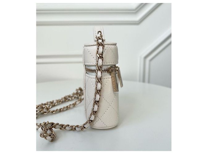Wallet On Chain Borsa Chanel SLG in pelle bianca con catena Bianco - vista 4