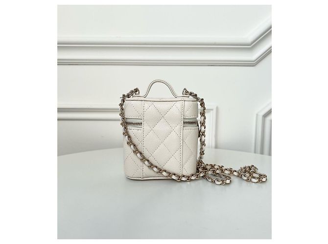 Wallet On Chain Borsa Chanel SLG in pelle bianca con catena Bianco - vista 6