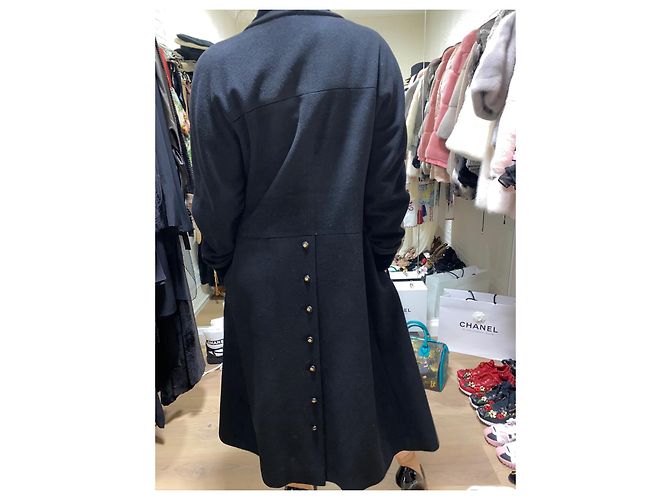 Abrigo Chanel negro de lana de cachemira y seda XL - vista 10