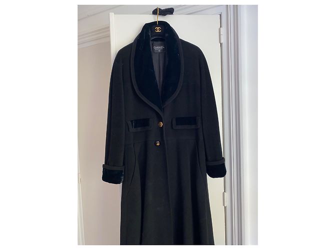 Abrigo Chanel negro de lana de cachemira y seda XL - vista 5