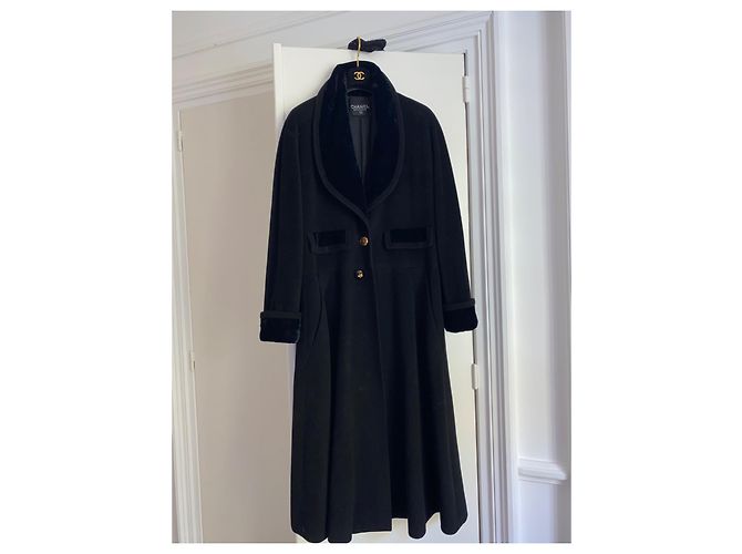 Abrigo Chanel negro de lana de cachemira y seda XL - vista 6