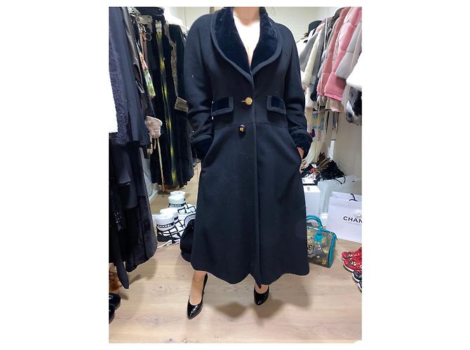 Abrigo Chanel negro de lana de cachemira y seda XL - vista 9
