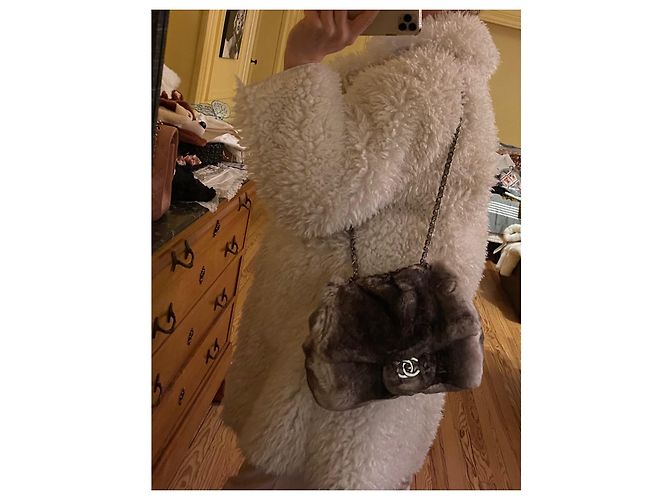 Borsa Chanel in pelliccia di chinchilla grigio scuro Grigio antracite - vista 11