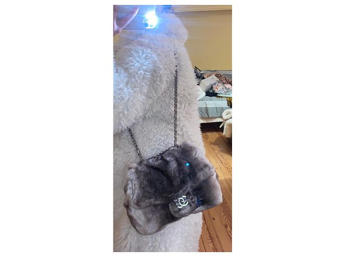 Borsa Chanel in pelliccia di chinchilla grigio scuro Grigio antracite - vista 12