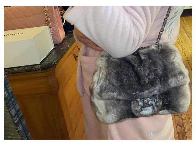 Borsa Chanel in pelliccia di chinchilla grigio scuro Grigio antracite - vista 13