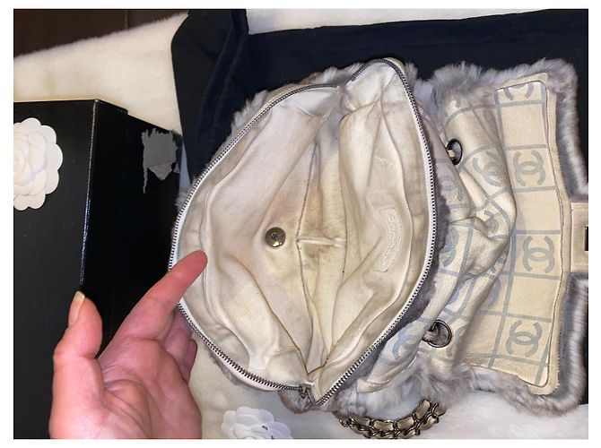 Borsa Chanel in pelliccia di chinchilla grigio scuro Grigio antracite - vista 3
