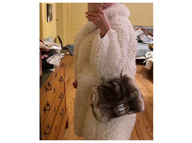 Borsa Chanel in pelliccia di chinchilla grigio scuro Grigio antracite - vista 6