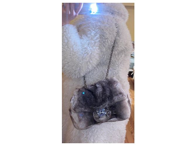 Borsa Chanel in pelliccia di chinchilla grigio scuro Grigio antracite - vista 9