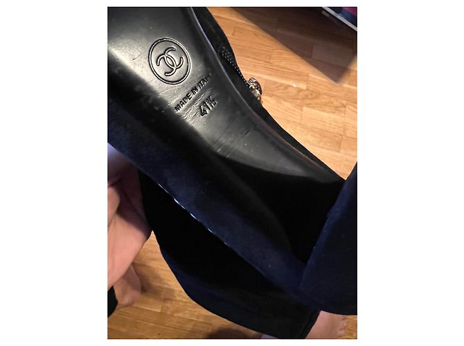 Botines Chanel de ante negro - vista 4