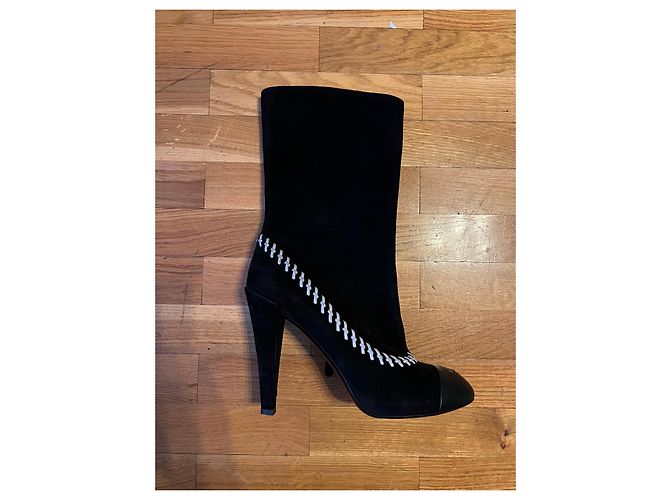 Botines Chanel de ante negro - vista 5