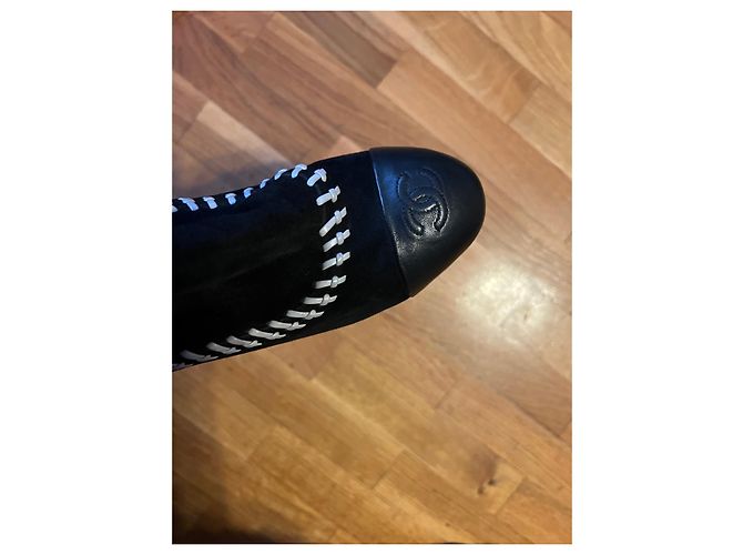 Botines Chanel de ante negro - vista 6