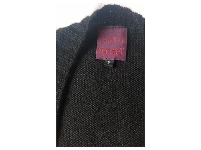 Isabel Marant Strickjacke aus schwarzer Wolle mit Gürtel - Ansicht 3
