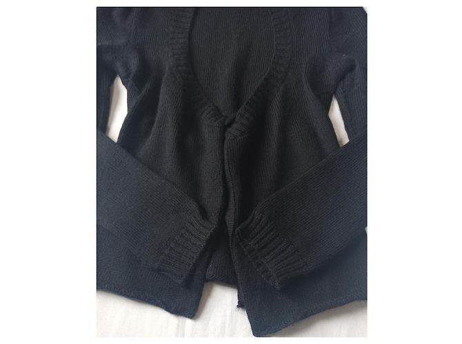 Isabel Marant Strickjacke aus schwarzer Wolle mit Gürtel - Ansicht 4