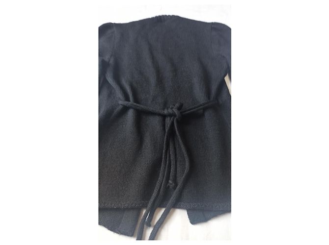 Isabel Marant Strickjacke aus schwarzer Wolle mit Gürtel - Ansicht 7
