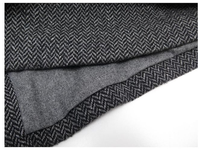 ARNYS LONG COAT L 54 CASHMERE HERRINGBONE PATTERN GRAY CASHMERE COAT JACKET Grey - view 6