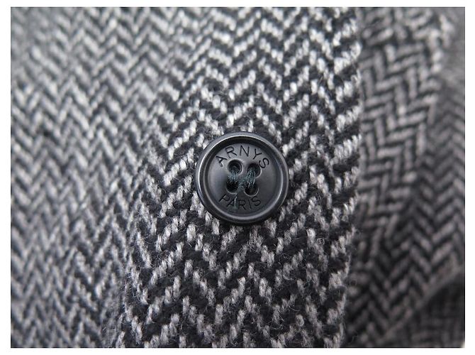 ARNYS LONG COAT L 54 CASHMERE HERRINGBONE PATTERN GRAY CASHMERE COAT JACKET Grey - view 9