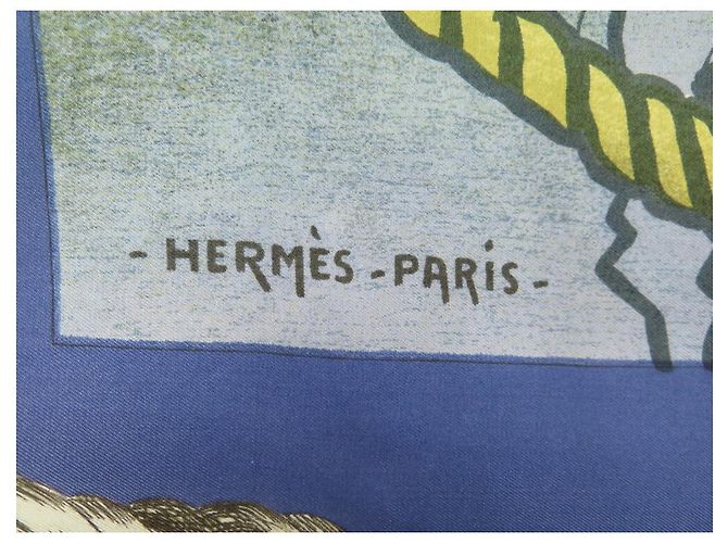 Hermès HERMES BELLE ETOILE SCIARPA PIERRE PERON CARRE 90 SETA SCIARPA IN SETA BLU - vista 3