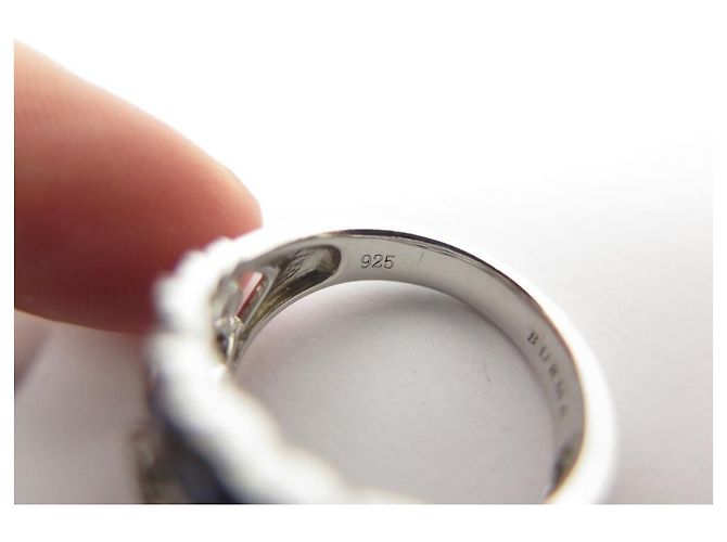 BURMA-RINGGRÖSSE 54 in Sterling Silber 925 & SAPHIR SILBER SAPHIR RING - Ansicht 4