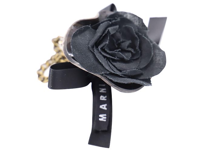 Marni Blumen-Charm-Anhänger aus schwarzer Seide - Ansicht 4