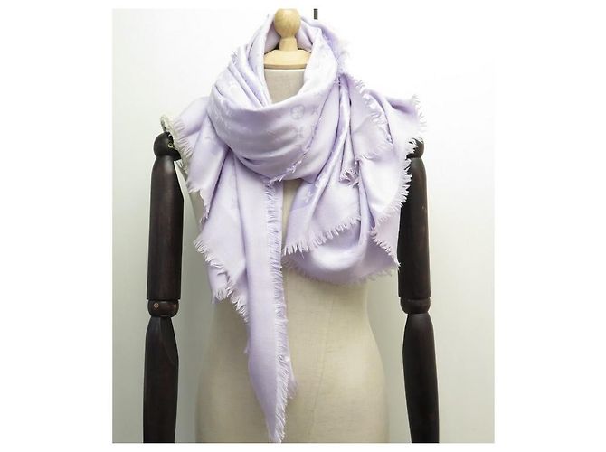 LOUIS VUITTON MONOGRAM M SHALE70110 SETA E LANA SCIARPA IN SETA VIOLA Porpora - vista 10
