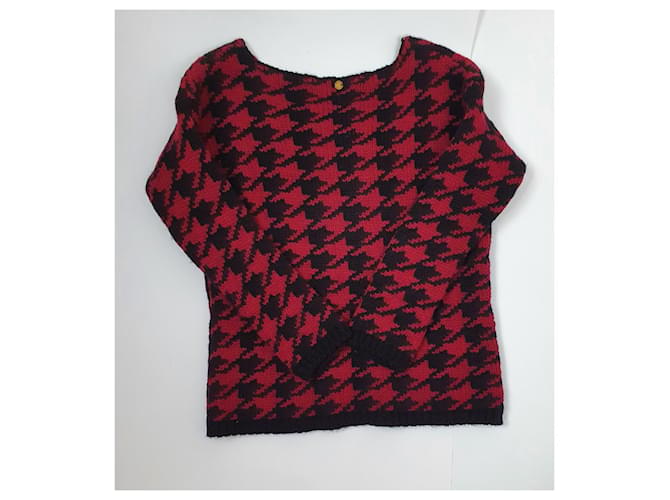 Autre Marque Rich & Royal Hahnentritt Pullover Rot Schwarz - Ansicht 3