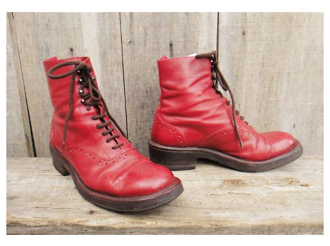 Botines Emma Sartore de piel rojos 38,5 Roja - vista 2