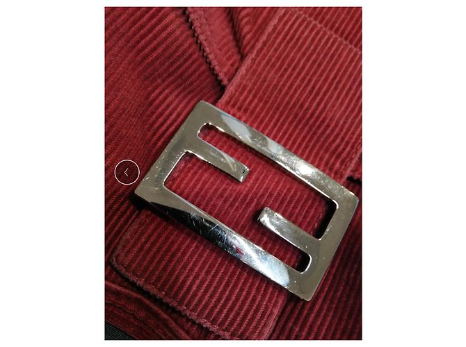 Fendi Baguette Rossa in Tessuto Rosso - vista 3