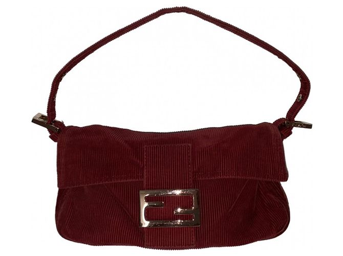 Fendi Baguette Rossa in Tessuto Rosso - vista 4