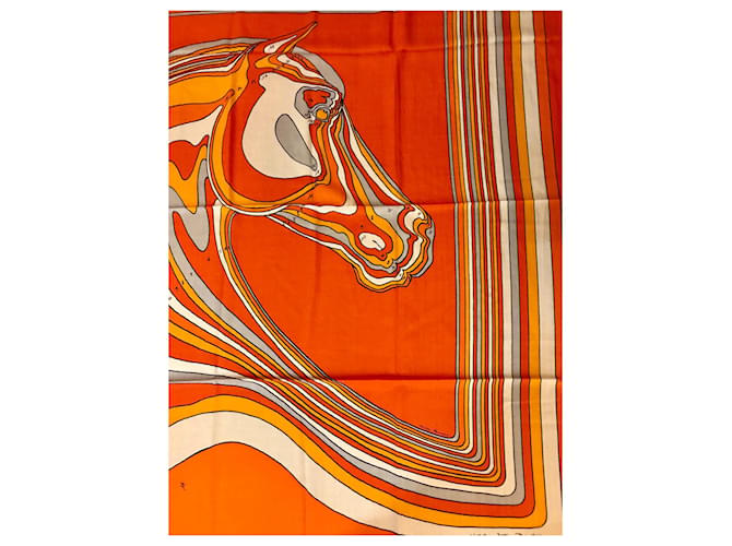 Hermès Sciarpa Pégase Paysage in Cashmere e Seta Multicolore - vista 3