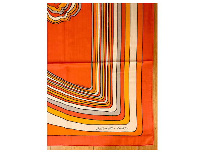 Hermès Sciarpa Pégase Paysage in Cashmere e Seta Multicolore - vista 7