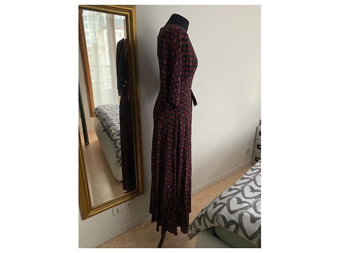 Diane Von Furstenberg Maxikleid aus Seide mit Blumenmuster Schwarz Rot Grün - Ansicht 10