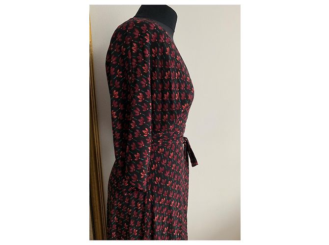 Diane Von Furstenberg Maxikleid aus Seide mit Blumenmuster Schwarz Rot Grün - Ansicht 11