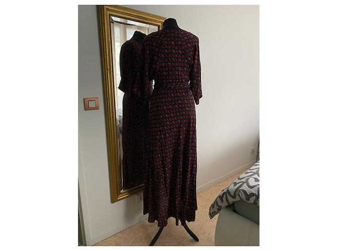 Diane Von Furstenberg Maxikleid aus Seide mit Blumenmuster Schwarz Rot Grün - Ansicht 12