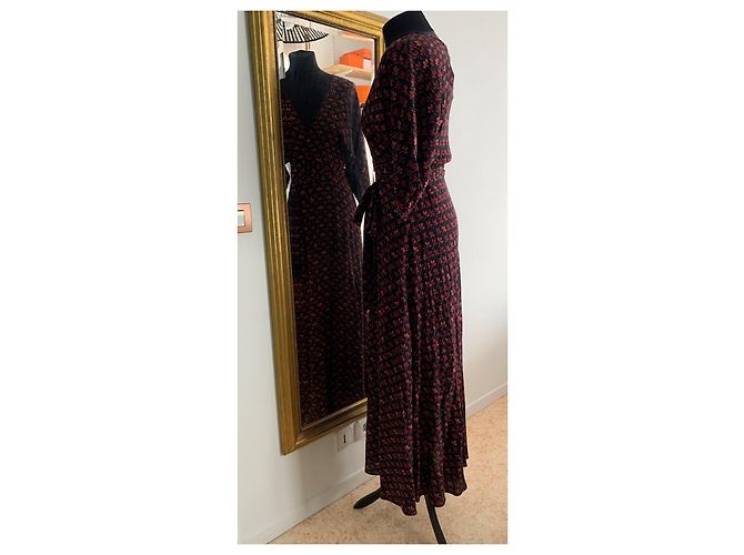Diane Von Furstenberg Maxikleid aus Seide mit Blumenmuster Schwarz Rot Grün - Ansicht 13