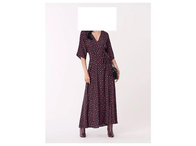Diane Von Furstenberg Maxikleid aus Seide mit Blumenmuster Schwarz Rot Grün - Ansicht 2